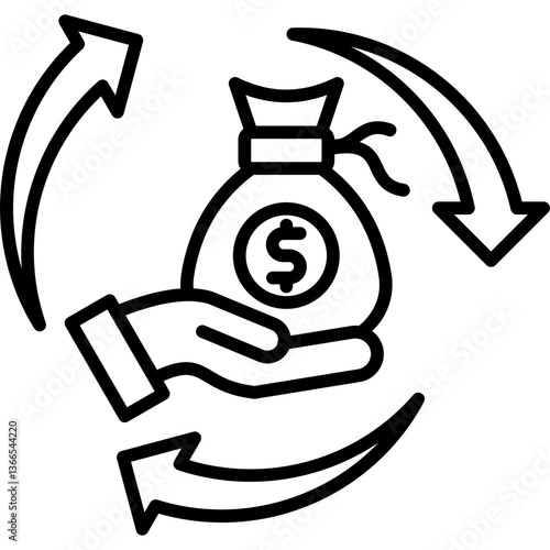 Revenue Streams bold line color icon