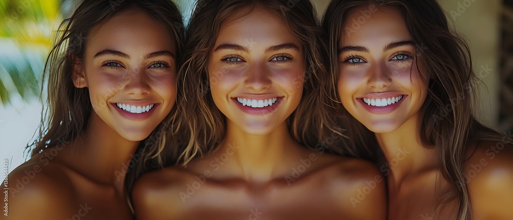Fototapeta premium Three Beautiful Women Smiling Outdoors.