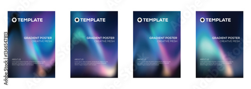 Gradient Poster Templates Creative Mesh Design Set