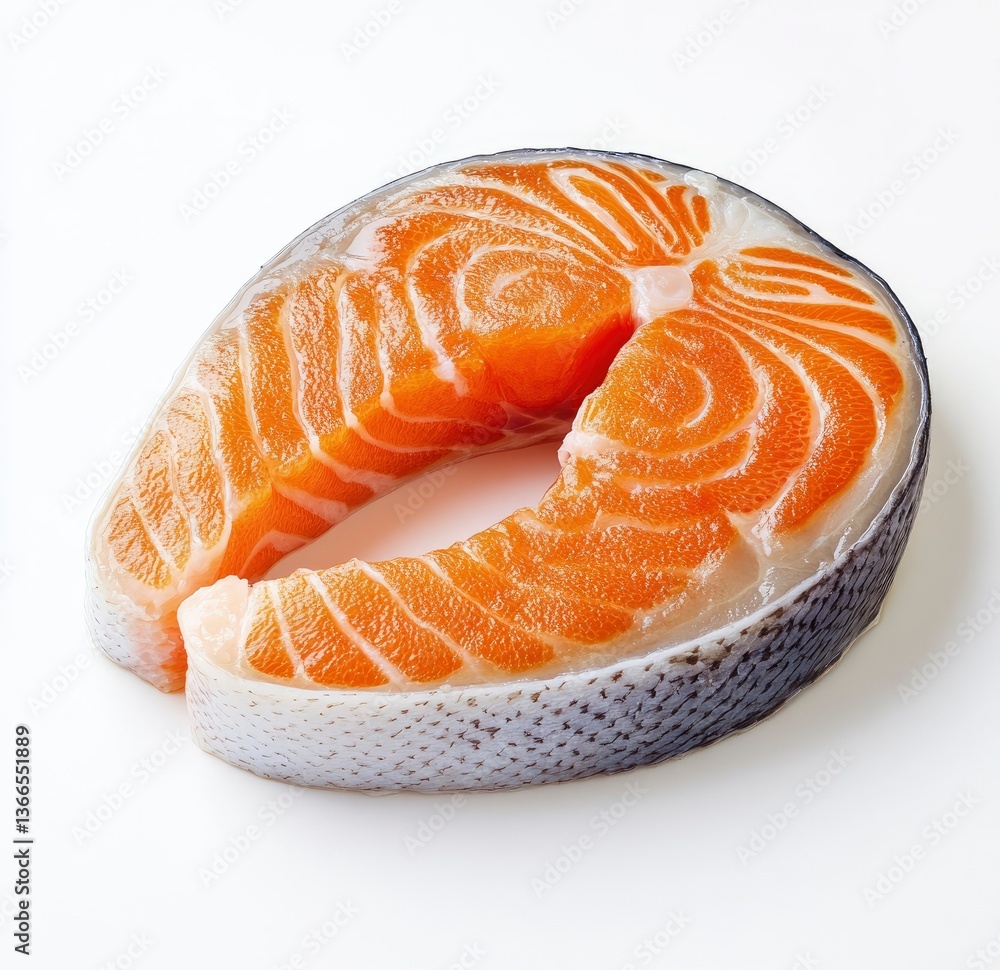 Fresh Salmon Steak Cut on White Background Ready to Be Cooked Fresh Salmon Steak Cut on White Background Ready to Be Cooked