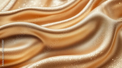 Elegant Golden Silk Fabric Drapes Smoothly, Perfect for Luxury Design Projects and Textiles, High-Quality Image