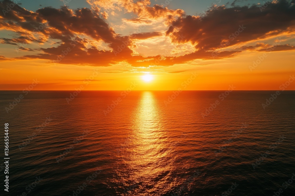 Fototapeta premium Fiery Sunset Over Ocean (2)
