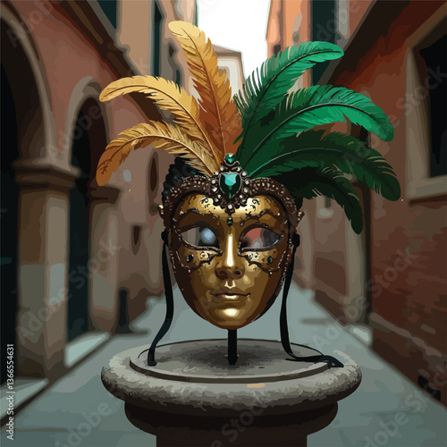 Elegent golden and black venetian carnival mask