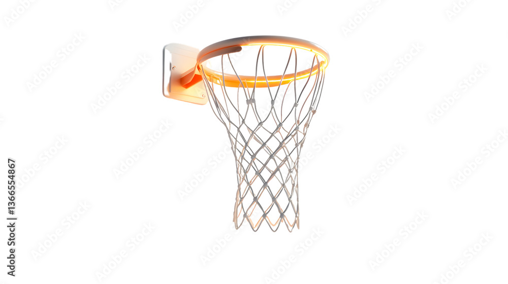Glowing Basketball Hoop with Net on Black Background for Sports and Fitness Themes Glowing Basketball Hoop with Net on Black Background for Sports and Fitness Themes