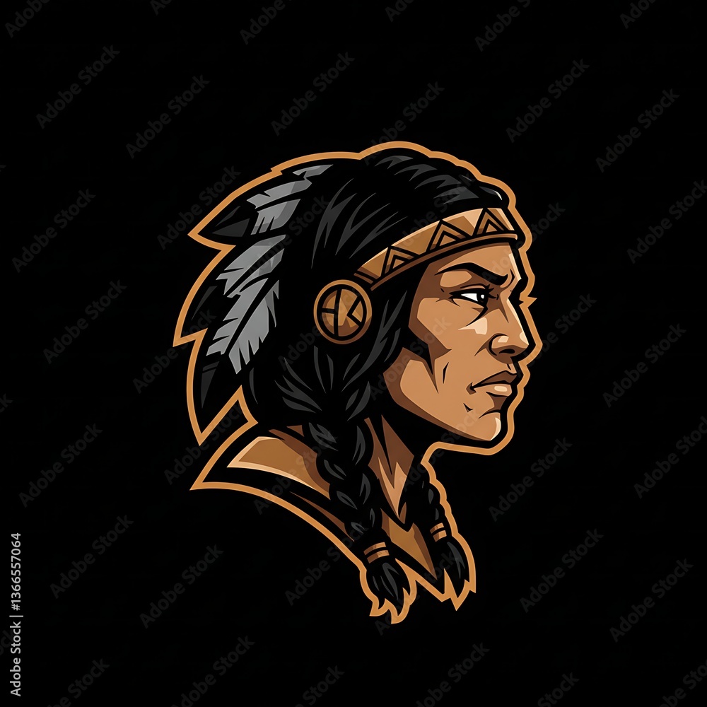 Native American Profile: Strong, Serene, Vector Art Native American Profile: Strong, Serene, Vector Art