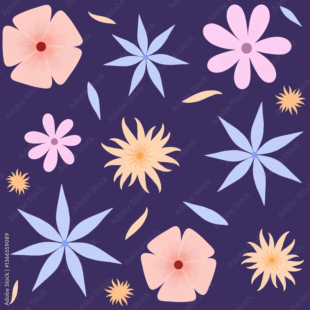 Fototapeta premium Floral seamless pattern with wildflowers