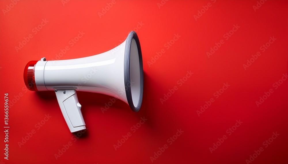 white megaphone on red background white megaphone on red background