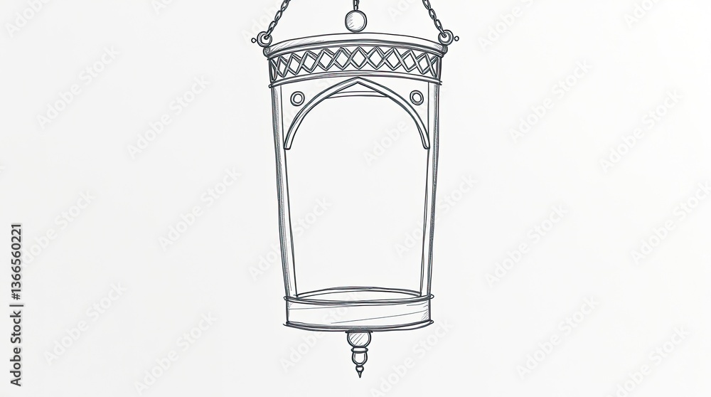 Obraz premium Sketch of an ornate hanging lantern with detailed embellishments