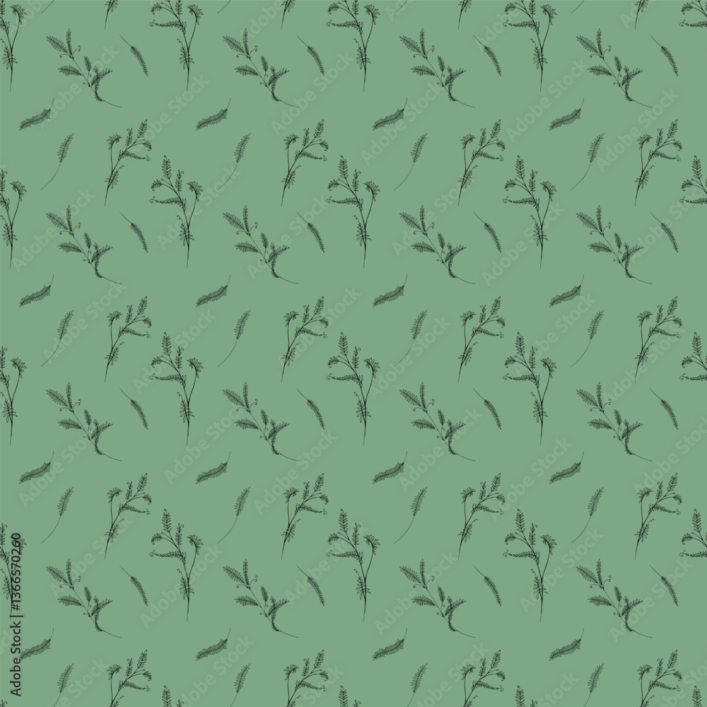 The image shows a Fern Drawer Liner, featuring a repeating pattern of green fern leaves on a green background The image shows a Fern Drawer Liner, featuring a repeating pattern of green fern leaves on a green background