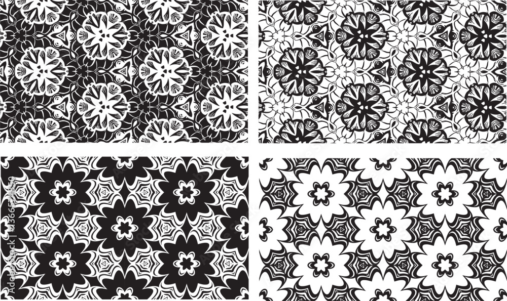 Fototapeta premium Seamless Black and White Motifs