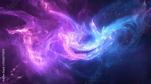 A mystical aura surrounds a swirling purple and blue flame that seems to emanate an otherworldly power and mystique , enchanted, blue, aura. Otherworldly Aura. Illustration