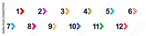 Bullet point icons with numbers for lists, ideal for presentations and step-by-step guides.