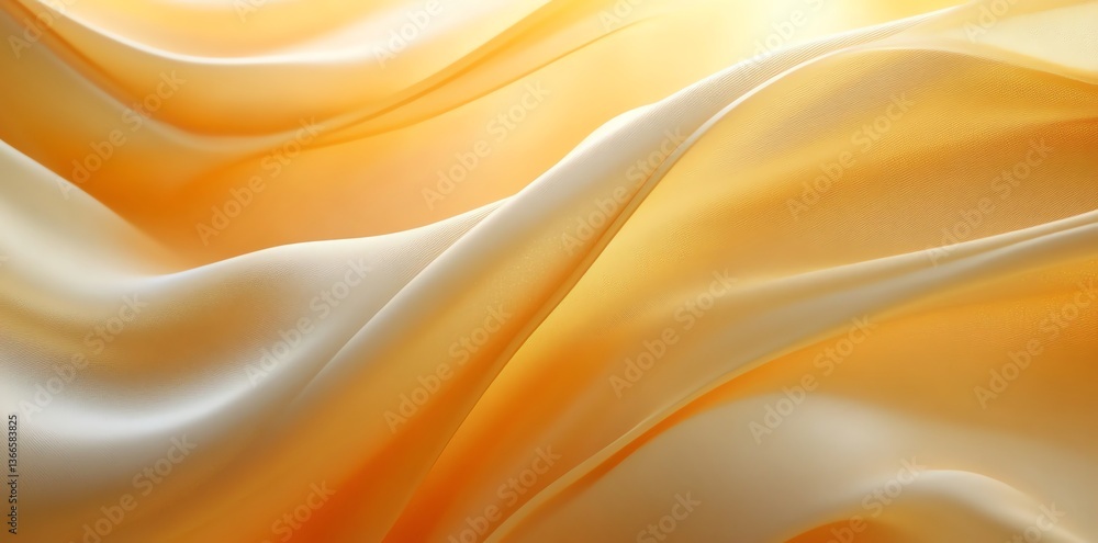 Fototapeta premium Golden Silk Fabric Flowing with Light Elegant Abstract Background