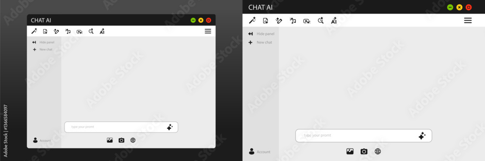 Ai chat interface showcasing interactive icons for efficient and user friendly communication. Ai chat interface showcasing interactive icons for efficient and user friendly communication.