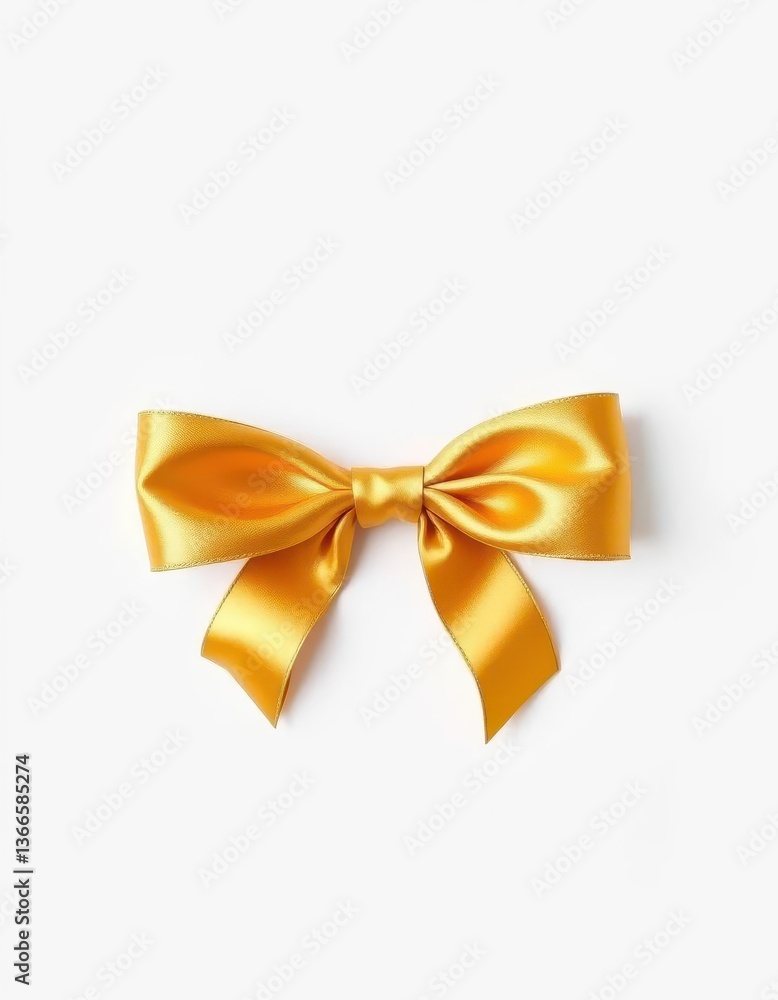 Elegant golden bow, perfectly tied, isolated on pure white background, shape, sparkle, curve Elegant golden bow, perfectly tied, isolated on pure white background, shape, sparkle, curve