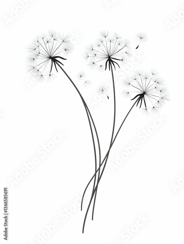 Wallpaper Mural Three dandelion seed heads, delicate and elegant Torontodigital.ca