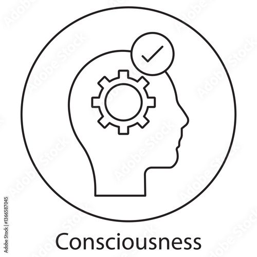 Consciousness Icon, Exploring the Depths of Consciousness, The Science and Mystery of Consciousness, vector