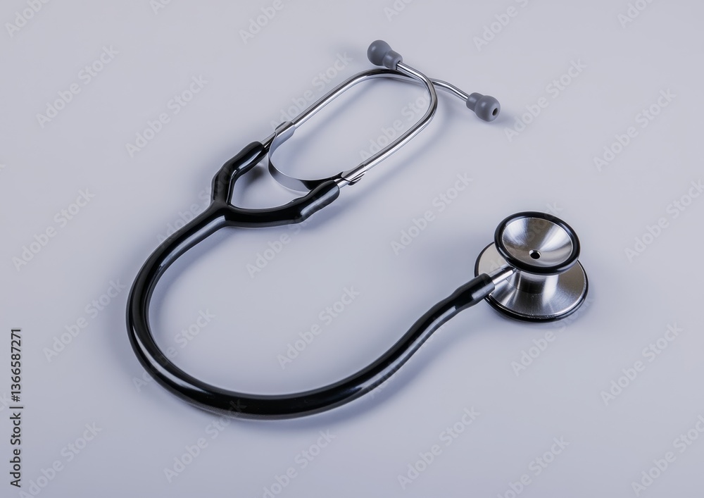 Black stethoscope on gray surface Black stethoscope on gray surface
