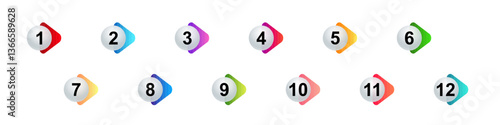 Bullet point icons offer vibrant numbered circles perfect for lists and dynamic step-by-step guides.