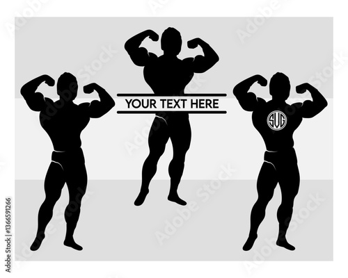 bodybuilder svg, gym Svg, muscle man Svg, workout Svg, fitness Svg, weights Svg, crossfit Svg,
Bodybuilder Monogram, Circle Monogram, Split Monogram