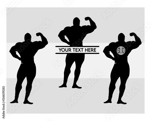 bodybuilder svg, gym Svg, muscle man Svg, workout Svg, fitness Svg, weights Svg, crossfit Svg,
Bodybuilder Monogram, Circle Monogram, Split Monogram