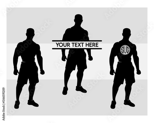 bodybuilder svg, gym Svg, muscle man Svg, workout Svg, fitness Svg, weights Svg, crossfit Svg,
Bodybuilder Monogram, Circle Monogram, Split Monogram