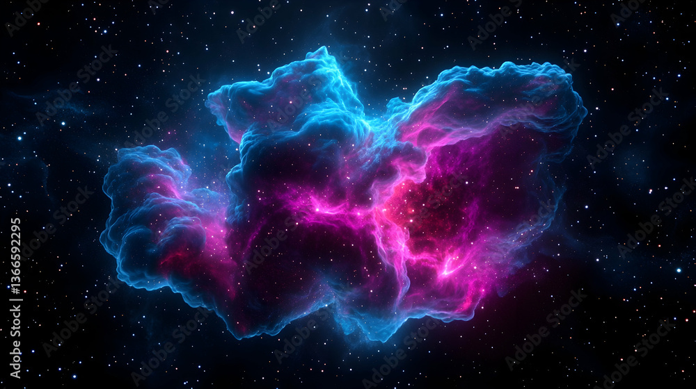 Vibrant nebula with pink and blue cosmic clouds in deep space Vibrant nebula with pink and blue cosmic clouds in deep space