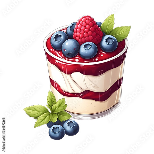Berry Parfait Dessert Illustration Transparent PNG