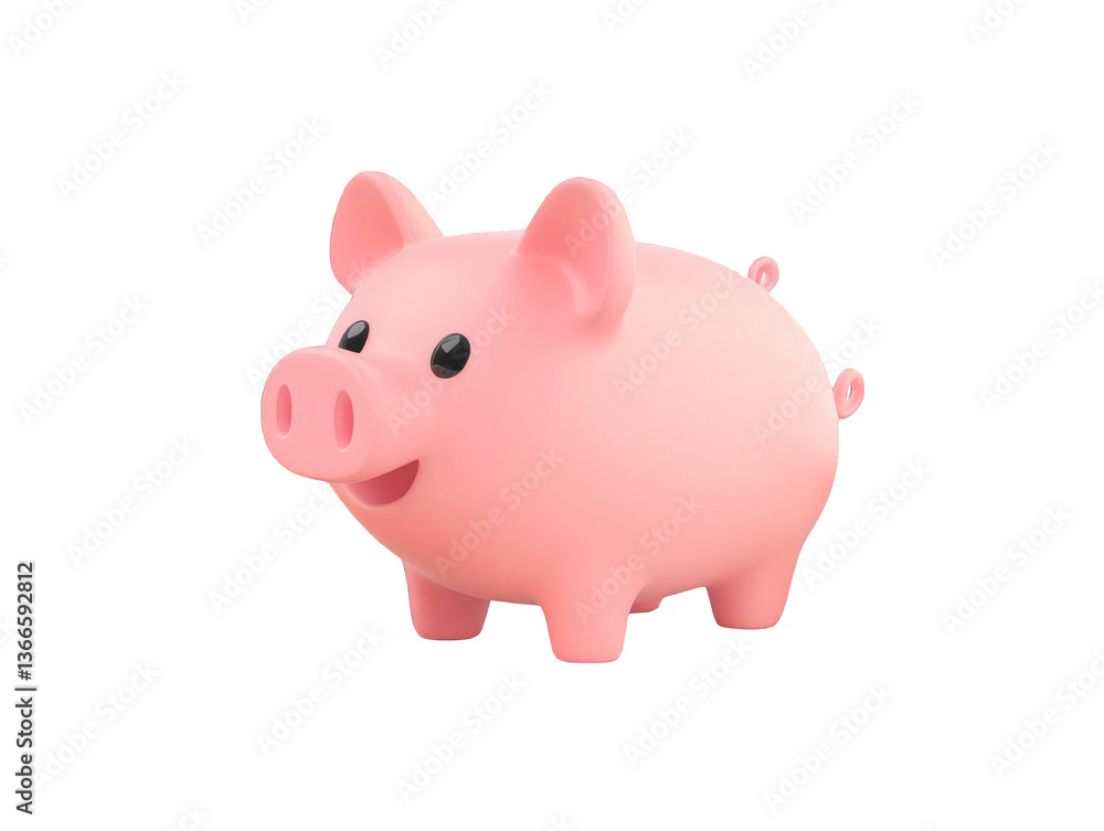 Obraz premium 3D Illustration of a Cute Pink Pig Isolated On Transparent Background