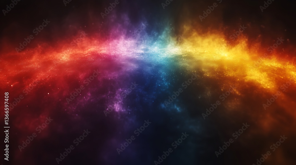 Fototapeta premium Cosmic Rainbow Colored Dust Cloud Floating Within Deep Dark Space