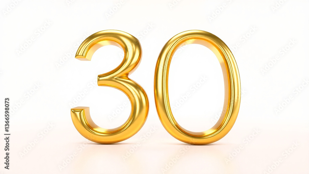 Gold 30 Anniversary Number. Celebration, Milestone, Golden Jubilee. Gold 30 Anniversary Number. Celebration, Milestone, Golden Jubilee.