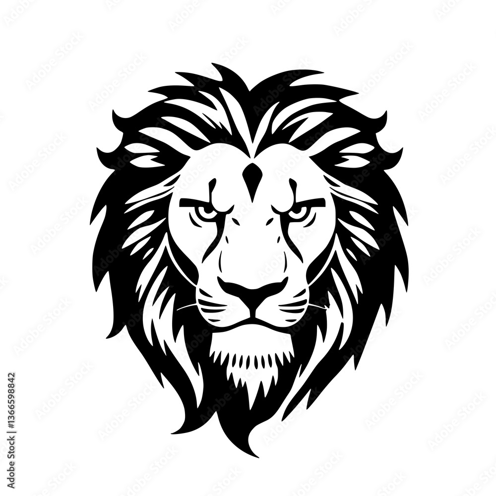 Majestic Lion's Head: A bold, graphic representation of a lion's head, emphasizing strength and authority, a powerful symbol of leadership and courage. Majestic Lion's Head: A bold, graphic representation of a lion's head, emphasizing strength and authority, a powerful symbol of leadership and courage.