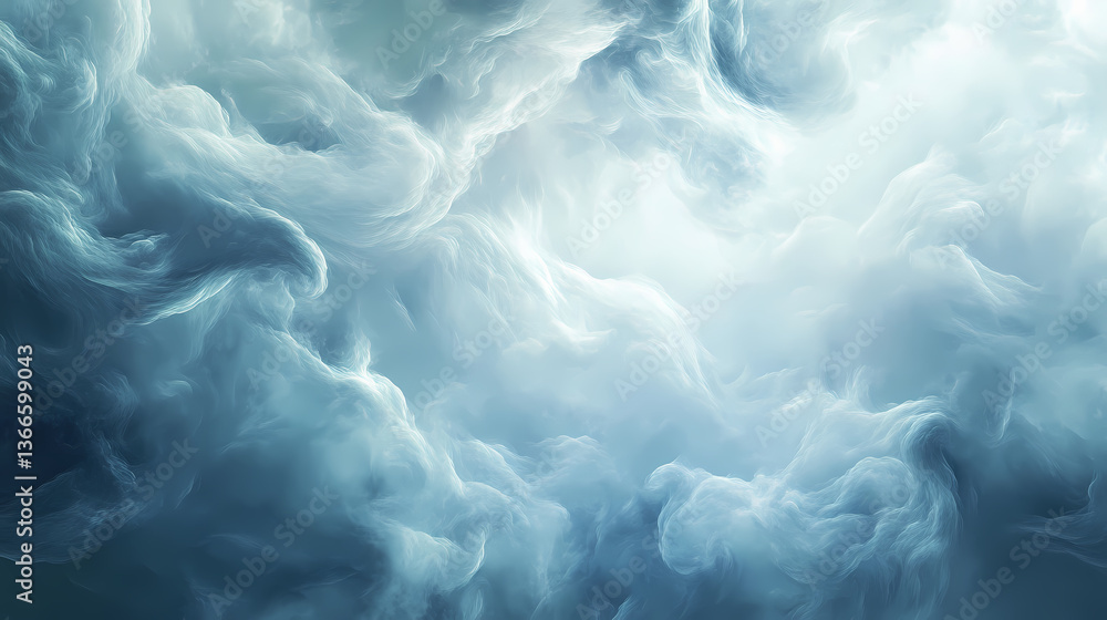 Ethereal winter sky with swirling clouds of pale blue and grey, whispering clouds, serene and peaceful, atmospheric depth. Whispering Clouds. Illustration Ethereal winter sky with swirling clouds of pale blue and grey, whispering clouds, serene and peaceful, atmospheric depth. Whispering Clouds. Illustration