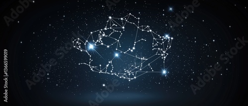 Digital constellation illustration in a starry night sky