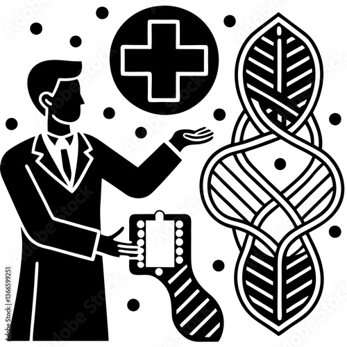 Vector medical icon set depicts a hand's symbolic design