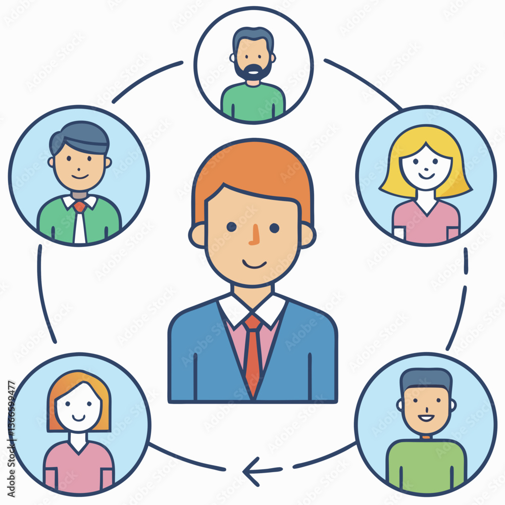 Cartoon business people icons set with diverse characters including doctor, nurse, and child avatars Cartoon business people icons set with diverse characters including doctor, nurse, and child avatars