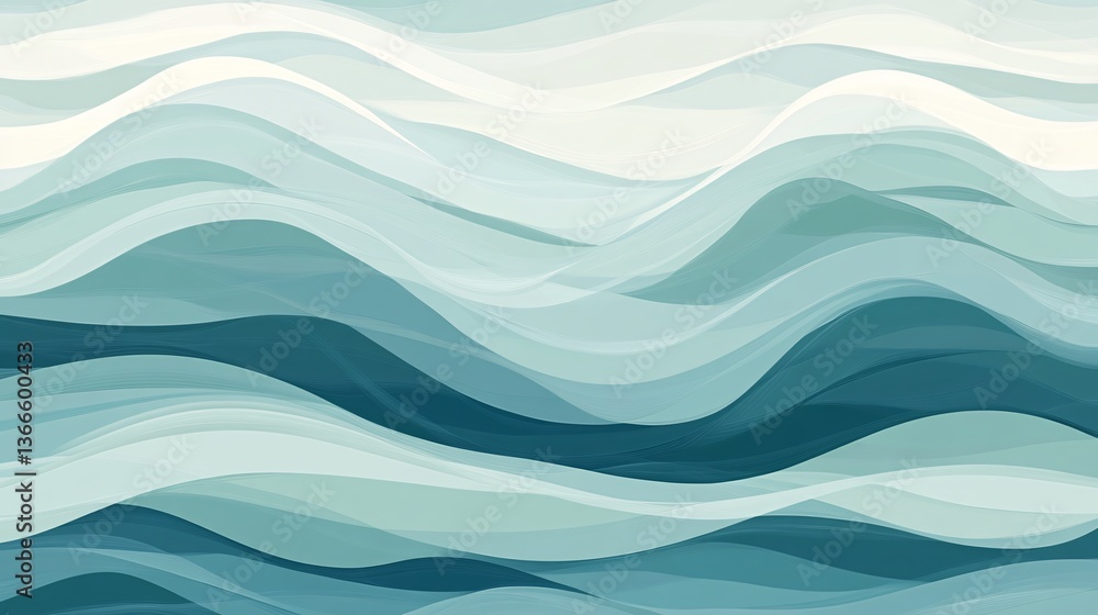 Fototapeta premium Serene Abstract Design Featuring Wavy Patterns in Ocean-Inspired Colors