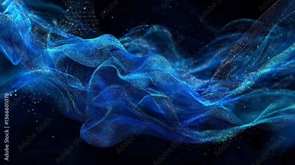 Obraz premium Captivating deep blue data streams representing advanced AI holography
