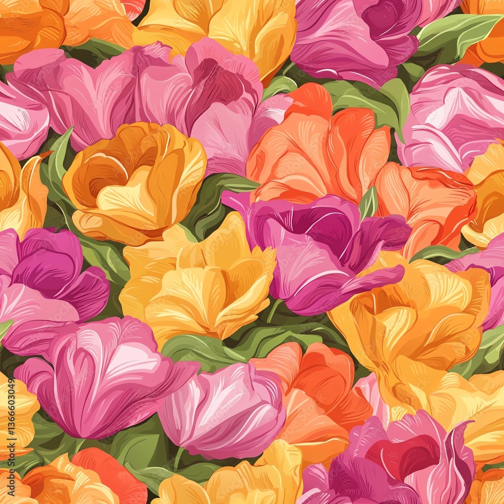 fantasy meadow filled with colorful poppies and tulips, expressive brush textures, swirling organic shapes, digital floral pattern fantasy meadow filled with colorful poppies and tulips, expressive brush textures, swirling organic shapes, digital floral pattern