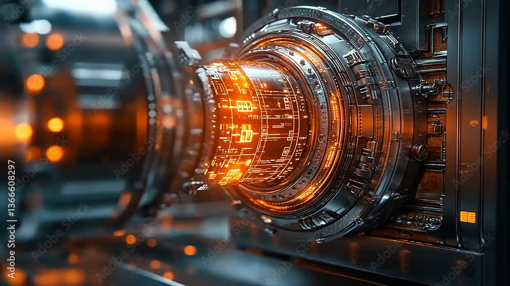 Futuristic machinery with glowing elements in a high-tech environment showcasing advanced technology Futuristic machinery with glowing elements in a high-tech environment showcasing advanced technology