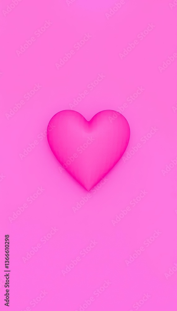 A vibrant pink background features a single, perfectly formed heart, affection, feminine, hot pink A vibrant pink background features a single, perfectly formed heart, affection, feminine, hot pink