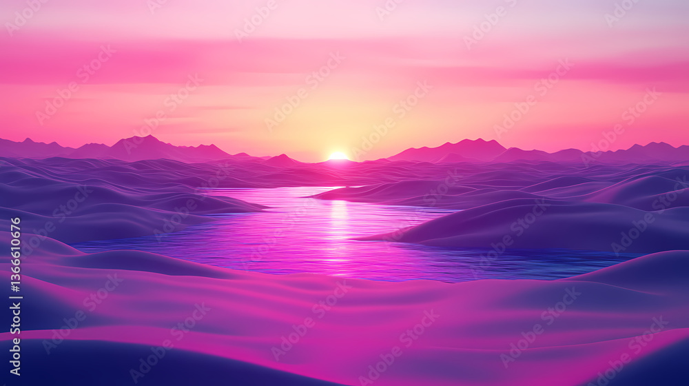 Illuminated mirage surreal desert artistic vision neon landscape dreamlike perspective glowing horizon over soft neon pi. Mirage Glow. Illustration Illuminated mirage surreal desert artistic vision neon landscape dreamlike perspective glowing horizon over soft neon pi. Mirage Glow. Illustration