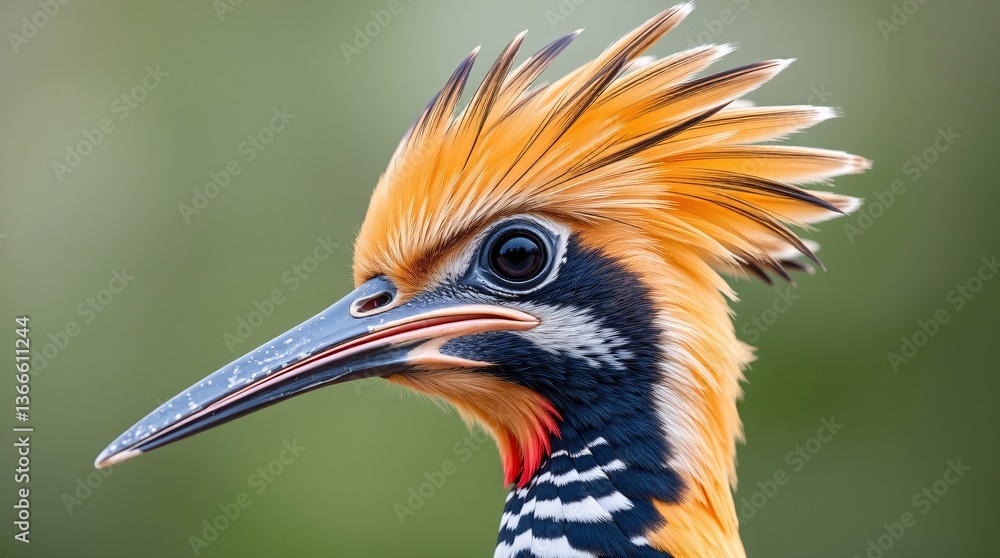 Fototapeta premium Close-Up High-Resolution Photo of Eurasian Hoopoe Head with Detailed Feather Texture