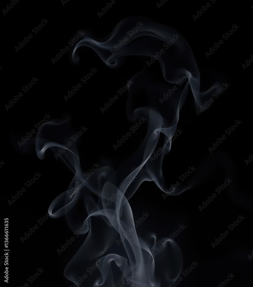 Ethereal wisps of gray smoke swirl against a deep black backdrop, elegant, ethereal, occult Ethereal wisps of gray smoke swirl against a deep black backdrop, elegant, ethereal, occult