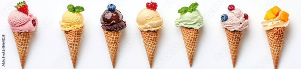 Assortment of Flavors Ice Cream Cones Assortment of Flavors Ice Cream Cones