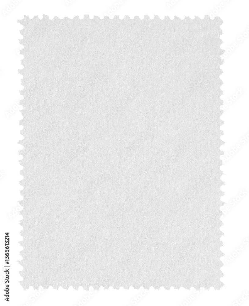 Emty postage stamp paper with perforation on transparent background