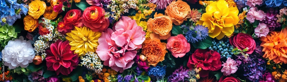 Fototapeta premium Vibrant array of multicolored flowers, a stunning burst of natural beauty