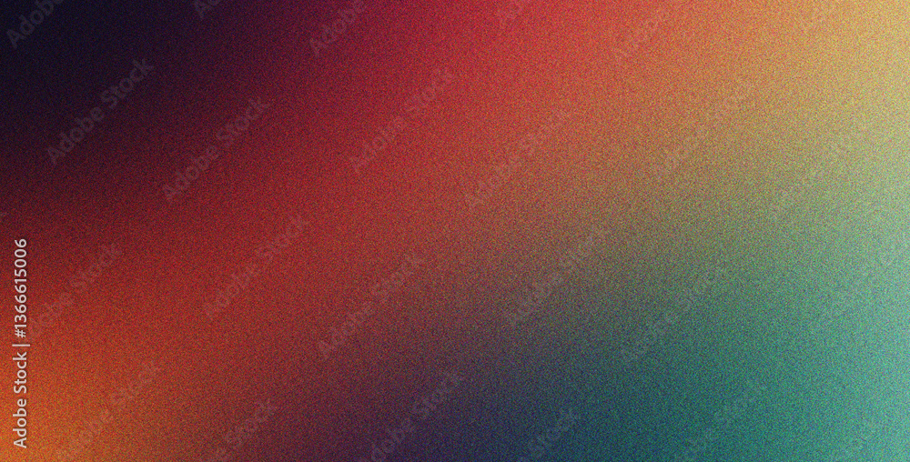Fototapeta premium Teal Red Amber blur background with grainy overlay soft, abstract, visual style