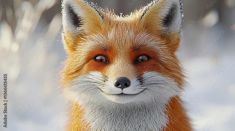 Fototapeta premium Playful fox smiling brightly in golden light high resolution picture