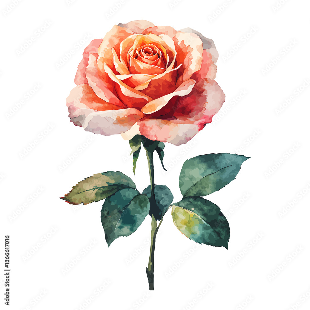 Obraz premium A single red rose isolated on a white background